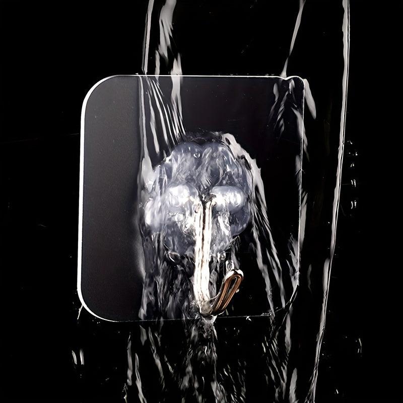 4pcs Transparent Wall Mounted Sticky Hook Punch-Free Adhesive Hook