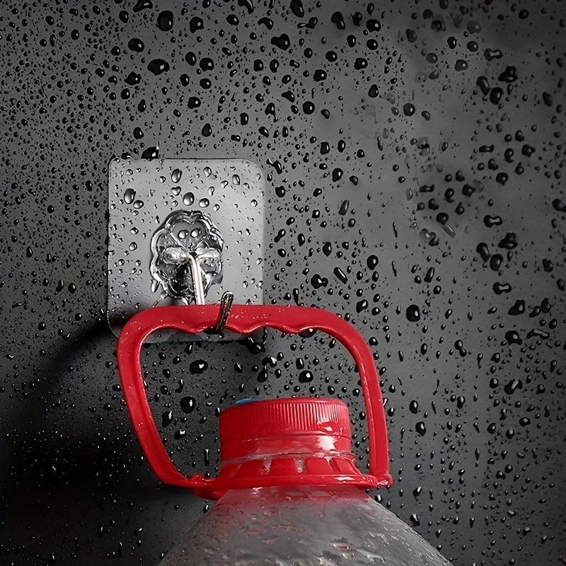 4pcs Transparent Wall Mounted Sticky Hook Punch-Free Adhesive Hook