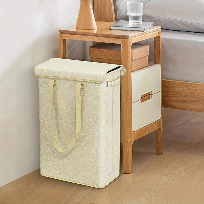 Slim Laundry Basket With Lid Tall Thin Laundry Hamper Handles Waterproof Fabric