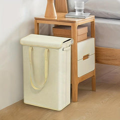 Slim Laundry Basket With Lid Tall Thin Laundry Hamper Handles Waterproof Fabric