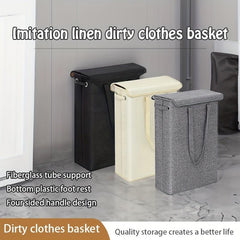 Slim Laundry Basket With Lid Tall Thin Laundry Hamper Handles Waterproof Fabric
