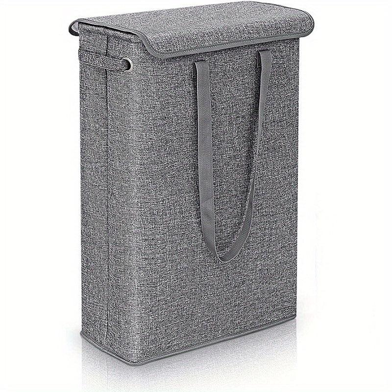Slim Laundry Basket With Lid Tall Thin Laundry Hamper Handles Waterproof Fabric