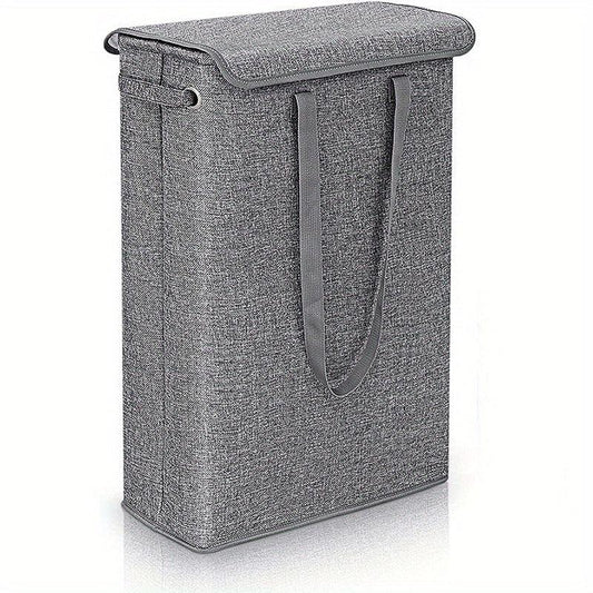 Slim Laundry Basket With Lid Tall Thin Laundry Hamper Handles Waterproof Fabric
