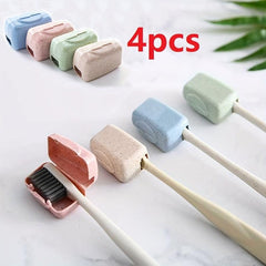 4pcs Mini Toothbrush Head Cover Set for Travel & Home Bathroom Organizer