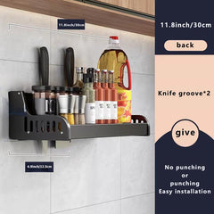 Wall Mounted Seasoning Storage Rack, No Punching, Wrought Iron Storage Shelf