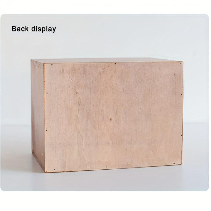 Vintage Wooden Storage Drawer Office Desktop 3-Layer Small Cabinet