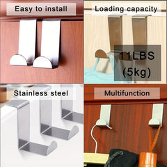 6pcs Door Top Hooks Metal Hangers Sturdy Bathroom Towel Hook