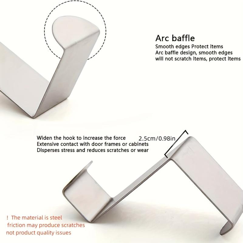 6pcs Door Top Hooks Metal Hangers Sturdy Bathroom Towel Hook