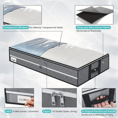 96L Underbed Storage Bag Quilt Organizer Non Woven Fabrics Handles Foldable