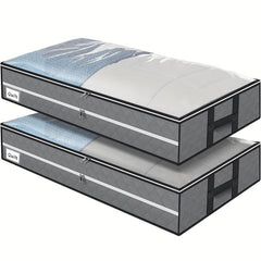 96L Underbed Storage Bag Quilt Organizer Non Woven Fabrics Handles Foldable