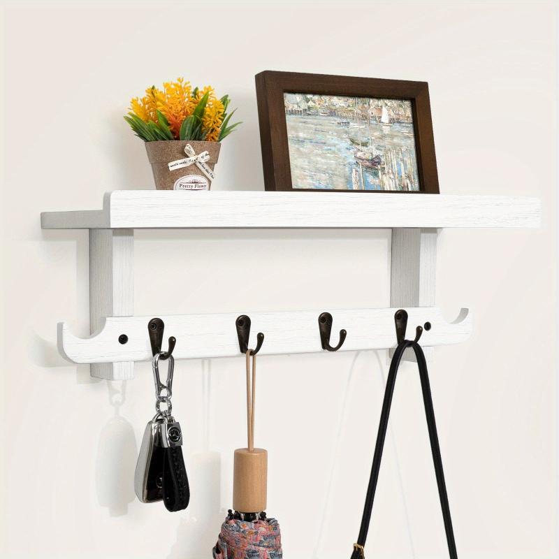 Coat Rack Wall Mount Shelf With Hooks 43 Key Holder For Wall