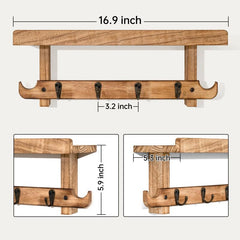 Coat Rack Wall Mount Shelf With Hooks 43 Key Holder For Wall
