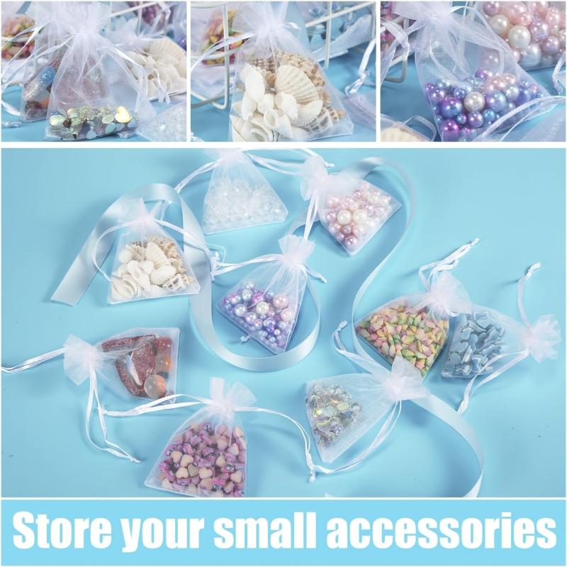 100pcs Organza Drawstring Pouches for Weddings and Parties 7 x