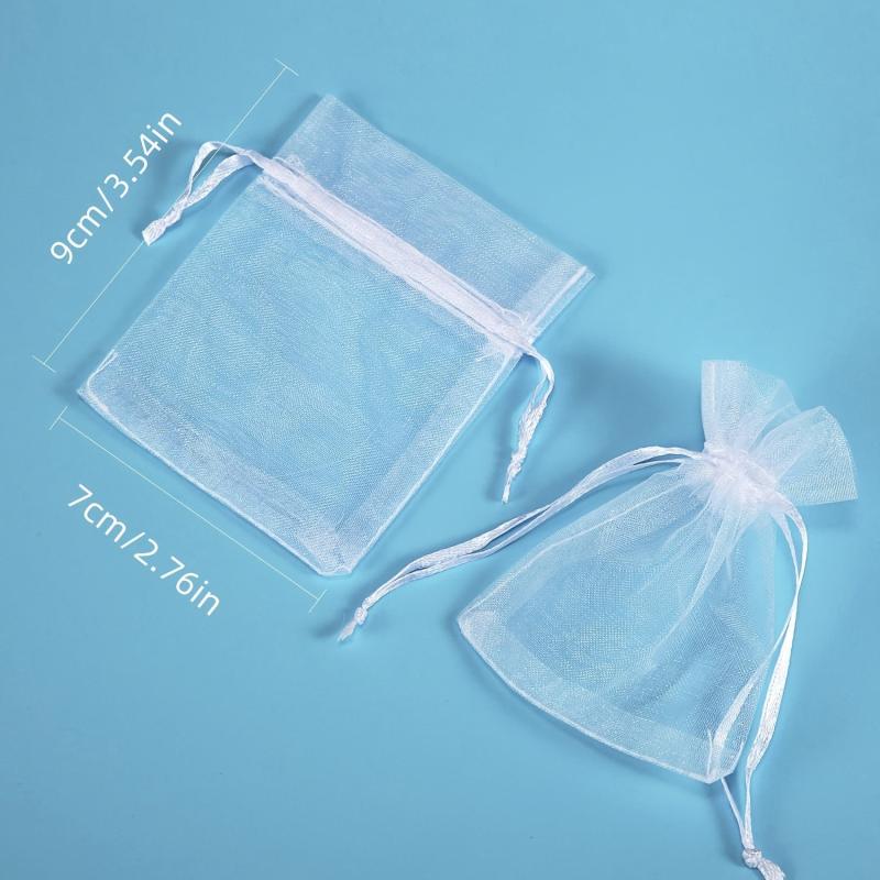 100pcs Organza Drawstring Pouches for Weddings and Parties 7 x
