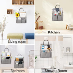 Hanging Storage Bag Wall Organiser Basket Bathroom Pocket Bedroom Dorm RV Gray