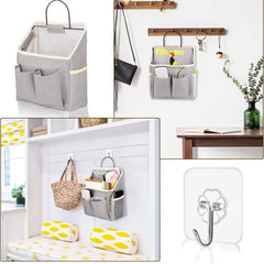 Hanging Storage Bag Wall Organiser Basket Bathroom Pocket Bedroom Dorm RV Gray