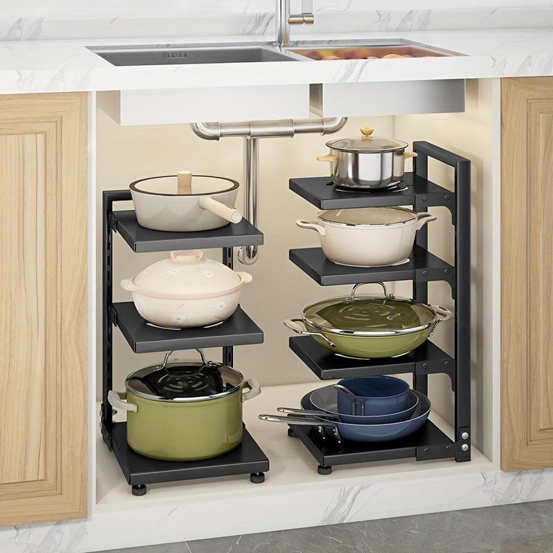 Adjustable Pot Organizer Rack for Cabinet - 3-4 Tiers