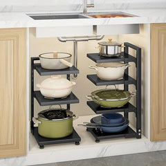 Adjustable Pot Organizer Rack for Cabinet - 3-4 Tiers