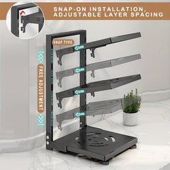 Adjustable Pot Organizer Rack for Cabinet - 3-4 Tiers