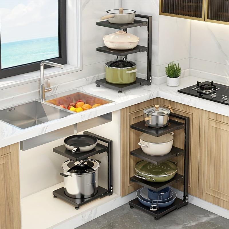 Adjustable Pot Organizer Rack for Cabinet - 3-4 Tiers