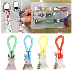 5pcs Towel Hanging Drying Rack Metal Clip Kitchen Bathroom Toilet