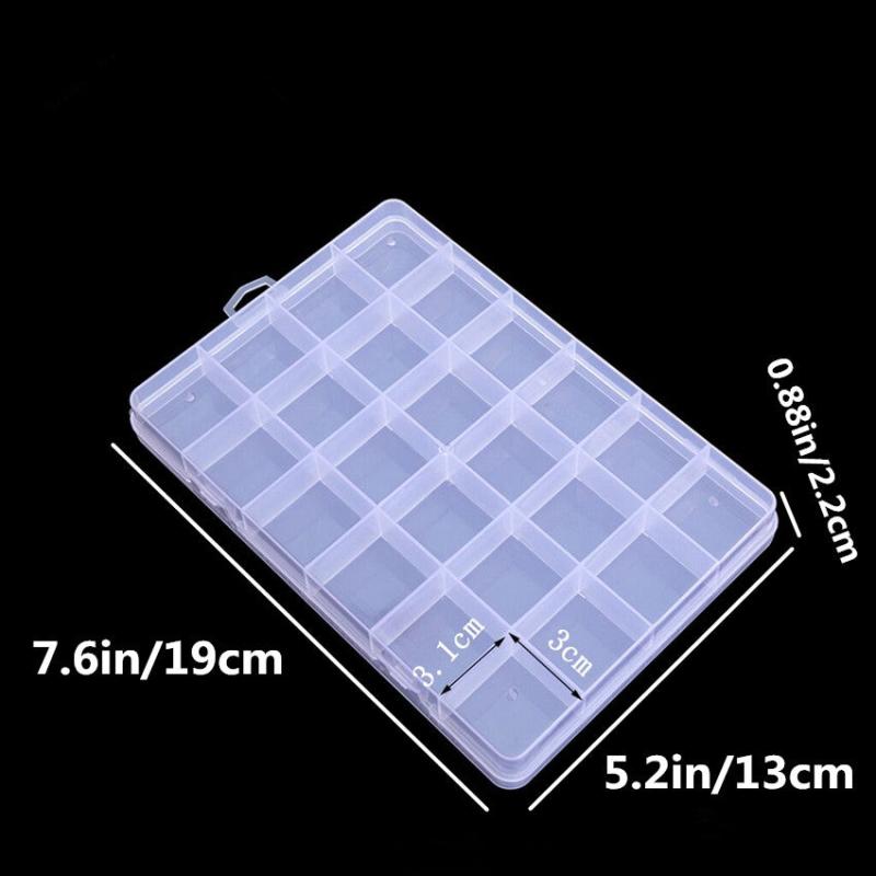 DIY Jewelry Organizer Box Clear Plastic Storage Container 24 Grids