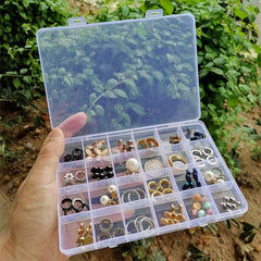 DIY Jewelry Organizer Box Clear Plastic Storage Container 24 Grids