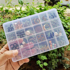 DIY Jewelry Organizer Box Clear Plastic Storage Container 24 Grids
