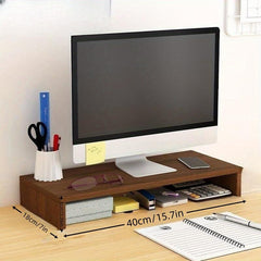 Wooden Computer Stand Desktop Storage Rack Home Office Desk Workstation