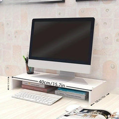 Wooden Computer Stand Desktop Storage Rack Home Office Desk Workstation
