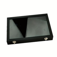 Velvet Necklace Box Jewelry Tray with Transparent Lid, Dustproof, Rectangle