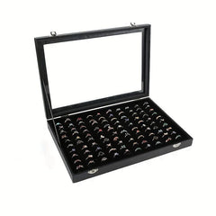Velvet Necklace Box Jewelry Tray with Transparent Lid, Dustproof, Rectangle