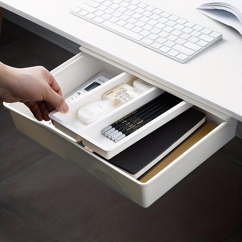 Under Desk Invisible Drawer Storage Box Self Adhesive for Office Home School Des