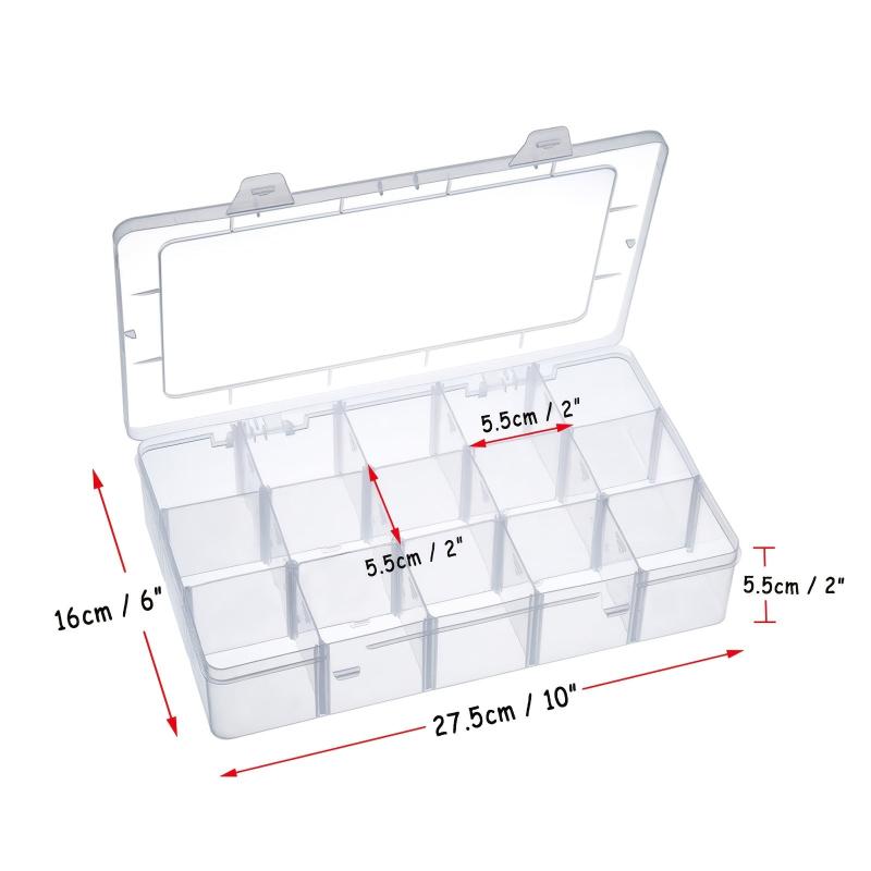 Large Plastic Storage Organizer Box - 15 Grids