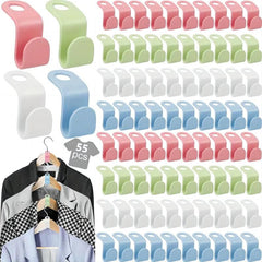 55pcs Clothes Hanger Connector Plastic Hanger Connection Hook Space Saving