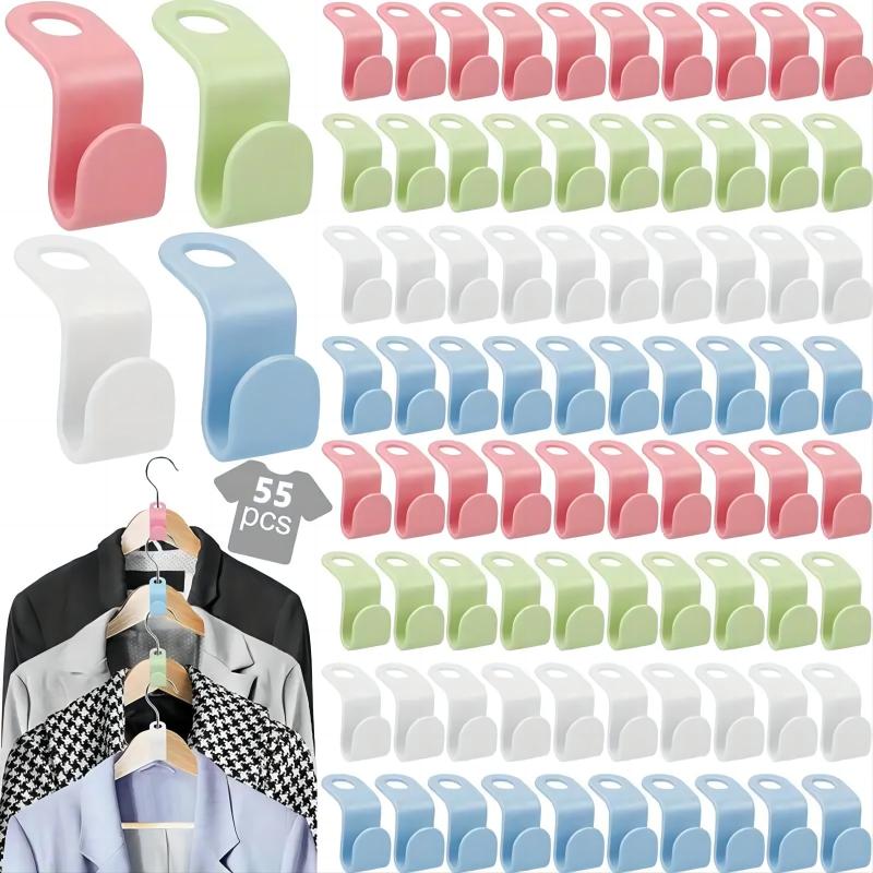 55pcs Clothes Hanger Connector Plastic Hanger Connection Hook Space Saving