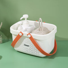 Plastic Bathroom Basket with Handles - Shower Storage Basket