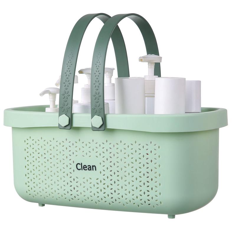 Plastic Bathroom Basket with Handles - Shower Storage Basket