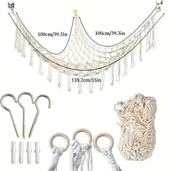 Large Boho Style Hammock Toy Storage Net 55in