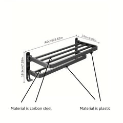 Plastic Towel Rack Wall Mounted Bath Towel Shelf - Foldable Bathroom Storage