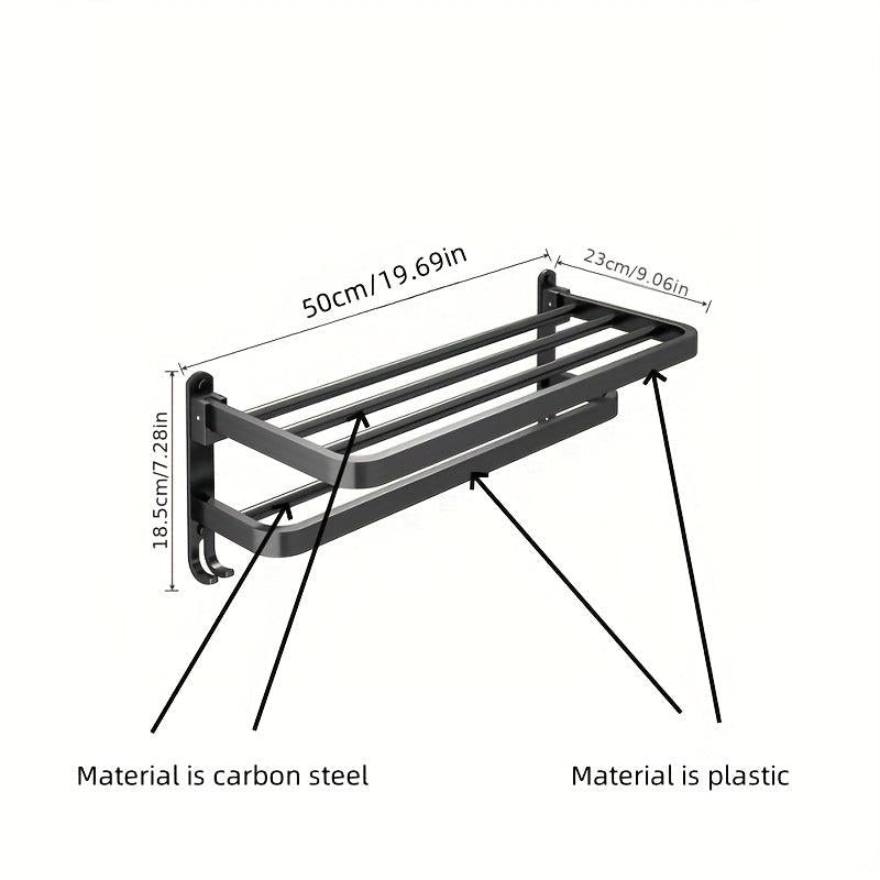 Plastic Towel Rack Wall Mounted Bath Towel Shelf - Foldable Bathroom Storage