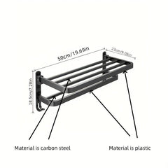 Plastic Towel Rack Wall Mounted Bath Towel Shelf - Foldable Bathroom Storage