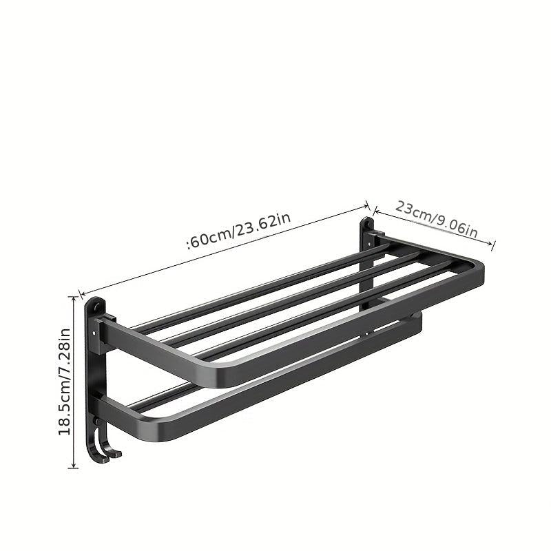 Plastic Towel Rack Wall Mounted Bath Towel Shelf - Foldable Bathroom Storage