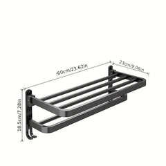 Plastic Towel Rack Wall Mounted Bath Towel Shelf - Foldable Bathroom Storage