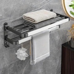 Plastic Towel Rack Wall Mounted Bath Towel Shelf - Foldable Bathroom Storage