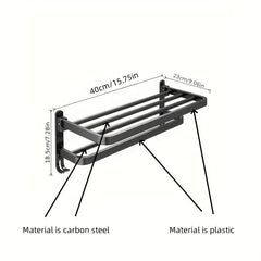 Plastic Towel Rack Wall Mounted Bath Towel Shelf - Foldable Bathroom Storage