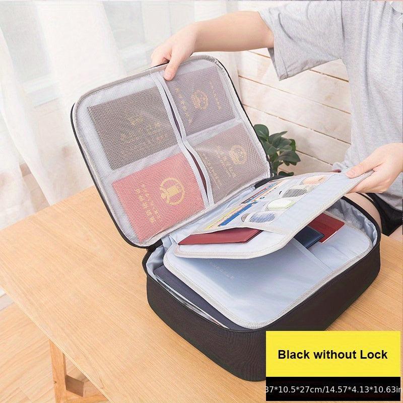 Fireproof 3 Layer Document Bag with Lock and Water Resistant Zipper