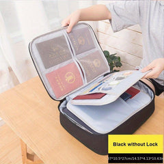 Fireproof 3 Layer Document Bag with Lock and Water Resistant Zipper