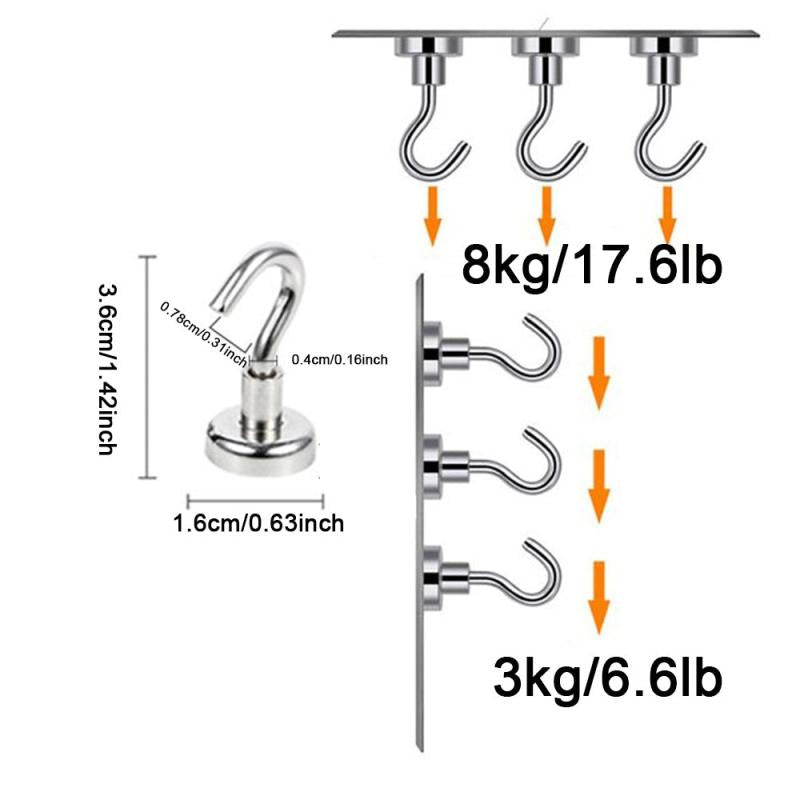 10 packs Neodymium Magnetic Hooks Strong for Hanging Grill Toolbox 4lbs 17lbs