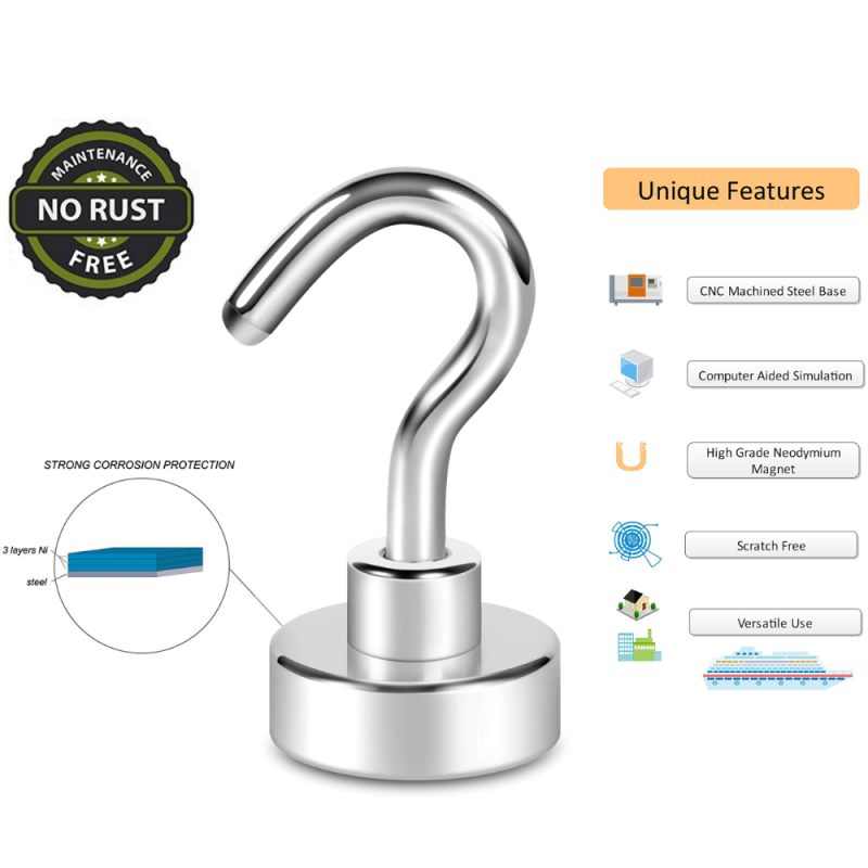 10 packs Neodymium Magnetic Hooks Strong for Hanging Grill Toolbox 4lbs 17lbs